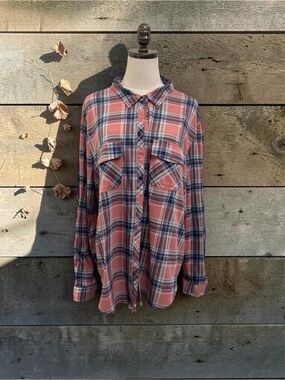 Rue21 Pink and Blue Plaid Button-Down Shirt